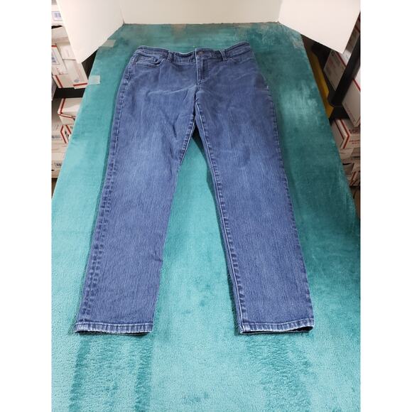 Chicos Jeans 2 US Size 12 Womens Blue Stretch Pants Denim Mid Rise Straight - Picture 1 of 12